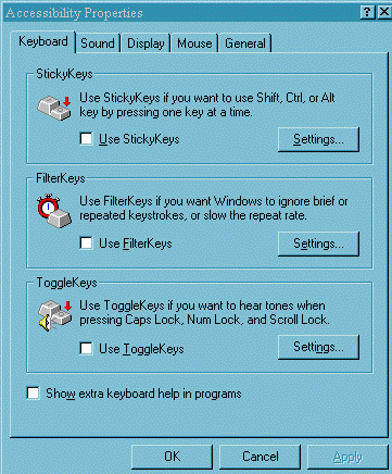 Accessibility Options screen-shot Accessibility Options screen-shot